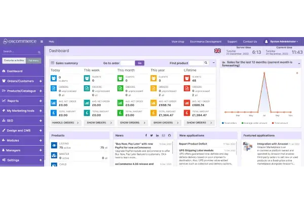 Tampilan osCommerce Hosting