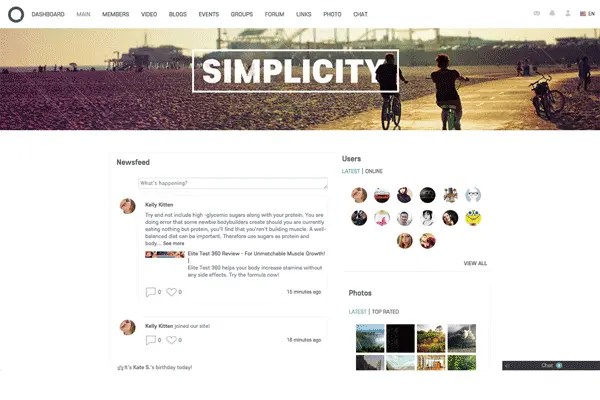 Tampilan Oxwall Hosting